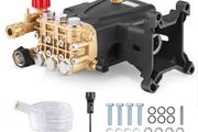 Pressure Washer Pump, 25.4 mm(1") Shaft Horizontal Triplex Plunger, 276 bar(4000 PSI), 15 L/min(4.0GPM), Replacement Power Washer Pumps Kit with 5 Nozzles, Compatible with Simpson MorFlex 40224, 40225, 40226, Santoprene