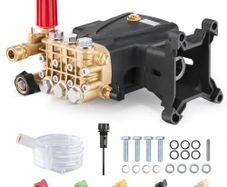 Pressure Washer Pump, 25.4 mm(1") Shaft Horizontal Triplex Plunger, 276 bar(4000 PSI), 15 L/min(4.0GPM), Replacement Power Washer Pumps Kit with 5 Nozzles, Compatible with Simpson MorFlex 40224, 40225, 40226, Santoprene