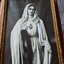 Vintage Virgin Mary Sacred Heart Picture Ornate Frame Image 2