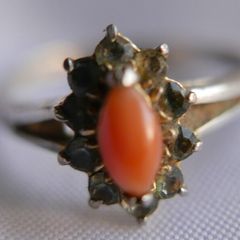 Vintage 18K Gold Plated Ring With Coral size L - 1,36g