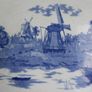 Large Antique Delft Pottery Platter,  Vintage Serving Plate in Blue and White,  Collectable China and Ceramics 16" x 11,5" Image 9