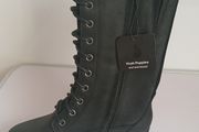 Hush Puppies Women's Chamber Moto Black Leather Waterproof Boots UK3 EU36 New With Box CAN POST