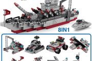 554PCS Army Ocean Cruiser Warship Building Blocks Aircraft Weapon Ship Bricks City Toys for Children Boy and Girl Compatible with Lego