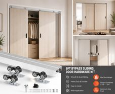 6ft Double Sliding Door Hardware Kit Aluminium Track System