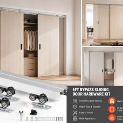 6ft Double Sliding Door Hardware Kit Aluminium Track System