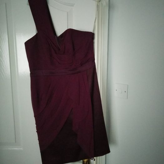 Karen Millen Aubergine Draped One Shoulder Dress