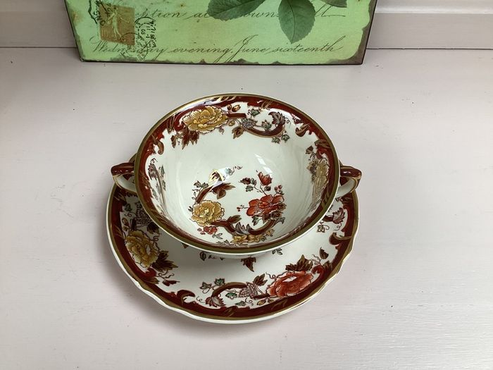 Vintage Masons Ironstone Soup Bowl & Saucer Set