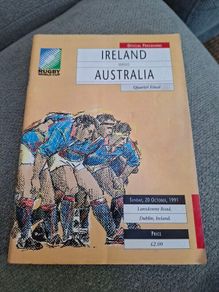 Ireland v Australia 1991 World Cup Rugby Quarter Final programme