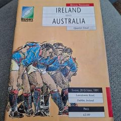 Ireland v Australia 1991 World Cup Rugby Quarter Final programme