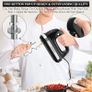 Hand Electric Mixer, 300W Ultra Power Food Kitchen Mixer with 5 Self-Control Speeds + Turbo Boost, 5 Stainless Steel Attachments Handheld Blender for Baking, BLACK Image 10