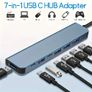7-in-1 USB-C Hub with USB 3.0 Ports, Dual Type-C & 5 USB-A Connectors, Ultra Slim Portable Data Hub for Laptop, Aluminum Alloy, Compatible with PS4, Flash Image 2