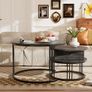 Round Coffee Table - 70cm/50cm Nesting Tables Set of 2, Hydraulic Lift-Top with Hidden Storage, Centre Table for Living Room, Small Space, Home Office Image 2