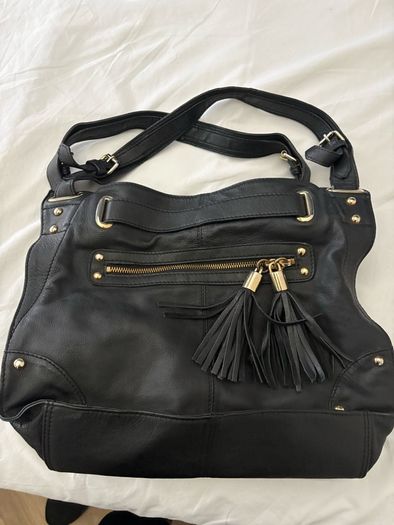 Black pure leather handbag Dune