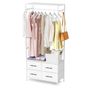 Clothes Rail with Drawers for Bedroom, with 4 White Fabric Drawers, 4 Side Hooks and Metal Frame 30D x 80W x 172H cm Image 2