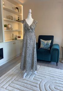 Ladies Cream and Black Polka Dot Wrap Dress from Mango
