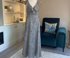 Ladies Cream and Black Polka Dot Wrap Dress from Mango