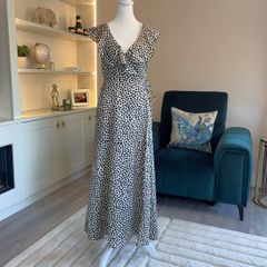Ladies Cream and Black Polka Dot Wrap Dress from Mango