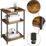 Industrial Side Table,End Table,Nightstand,3-Tier Storage Shelves,Steel Frame,for Hallway,Sofa,Living Room, Bedroom,Rustic Brown, 39 x 29 x 58.5 cm Image 3
