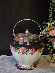Exquisite Antique Crescent China  Biscuit Barrell Jar Caddy