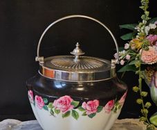 Exquisite Antique Crescent China  Biscuit Barrell Jar Caddy