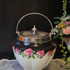 Exquisite Antique Crescent China  Biscuit Barrell Jar Caddy
