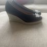 Cinders by Jose Saenz Leather Wedge Espadrilles Navy Size 40 Image 2