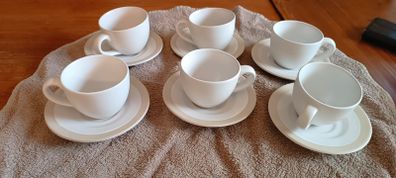 Coffee 6 Cups + 6 Saucers, Ivory colour. NEW
