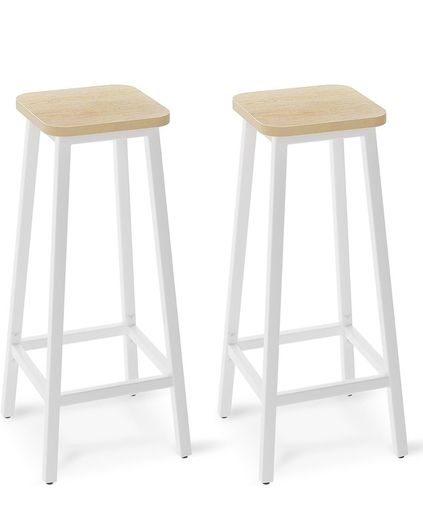 Bar Stools Square Base Set of 4,Tall Breakfast Bar Stools with Footrest for Kitchen