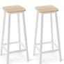 Bar Stools Square Base Set of 4,Tall Breakfast Bar Stools with Footrest for Kitchen Image 9