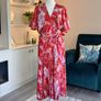 Stunning Red Floral Pleated Midi Dress by AX Paris Size: UK 16 / EU 44 Image 6