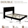 Double Bed Frame with Headboard, Velvet Geometric Tufted Upholstered Platform Bed Frames, Contemporary Mattress Foundation, No Box Spring Needed, Noise Free, Easy Assembly, Black Image 7