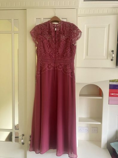 Dark Pink Lace Midi Dress/Bridesmaid/Mother of The Bride/Wedding Guest/Evening Wear BNWT
