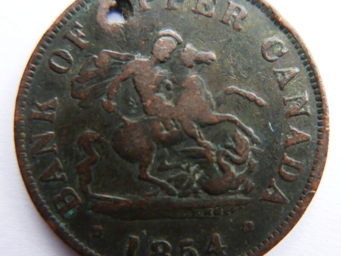1854 Upper Canada Antique Uk Queen Victoria Half Penny Bank Token Coin