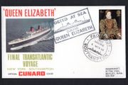 1968 Great Britain Cover Celebrating last call at Southampton of the The Cunard Queen Elizabeth with Southampton Paquebot cancel of 4th November 1968 and posted on board cancel