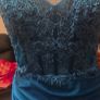 Teal Lace Mermaid Debs Dress Formal Evening Gown Side Split Maxi UK 12 Image 7