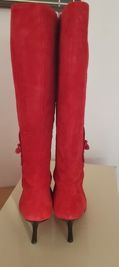 Red Suede Ladies Leather Boots