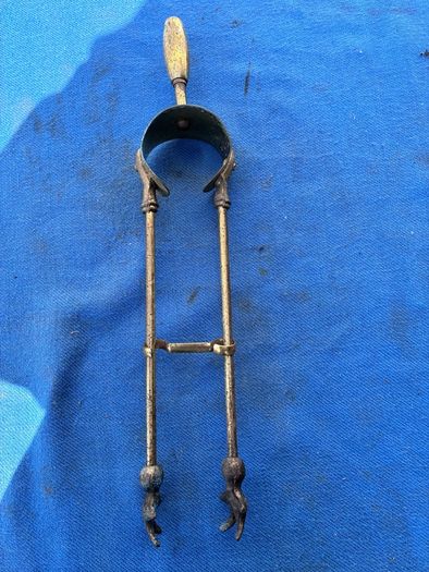 vintage brass fire tongs