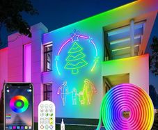 LED Strip Lights 5M,Neon Rope Bluetooth RGBIC Lumi Light Strips with App & Remote,Color Changing Led Lights for Bedroom,Music Sync Dimmable Lighting for Room, Kitchen, Ceiling & Party Decor