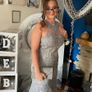 silver grey long debs dress Image 3