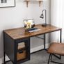 _Computer Desk with Mesh Door and Adjustable Shelf Industrial Steel Frame Vintage Brown/Black Image 2