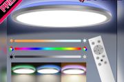 LED Ceiling Light with RGB Backlight, 24W 3200LM 3000K-6000K Dimmable, Remote Control, IP54 Waterproof Bathroom Light, Modern Flush Ceiling Light, for Kitchen Hallway Child's Bedroom (FREE POSTAGE)