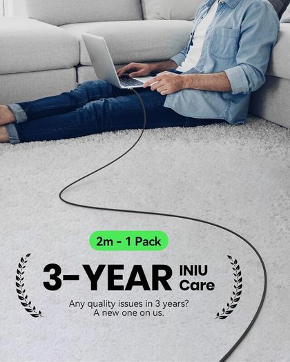 INIU USB C Cable, [2m] 100W Fast Charging USB C to USB C cable, Nylon Braided Phone Charger Type C Data Cord for iPhone 17 16 Pro Max, MacBook, iPad Air, Samsung S25 S24 Ultra, Google Pixel 9, Xiaomi