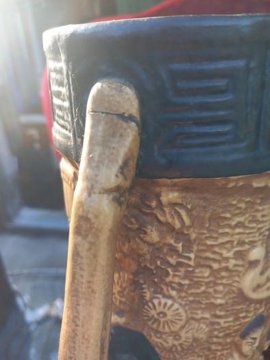 Pair of antique Bretby vases, repair to one arm, D18