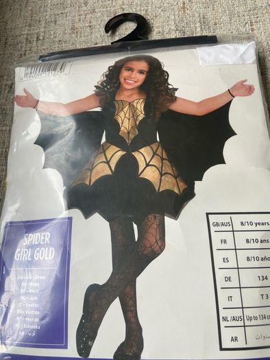 Spider girl gold halloween costume 8-10 years