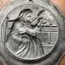 Pair Vintage German 95% Pewter 3D Relief Wall Plates - Angel Mark Image 6