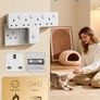 Multi Plug Adopter, Plug Extension with Independent Switches, 4 Way Plug Adapter UK Built-in Surge Protector, 4 in 1 Wall Socket Plug Extender with 180 Degree Rotation Button Image 5