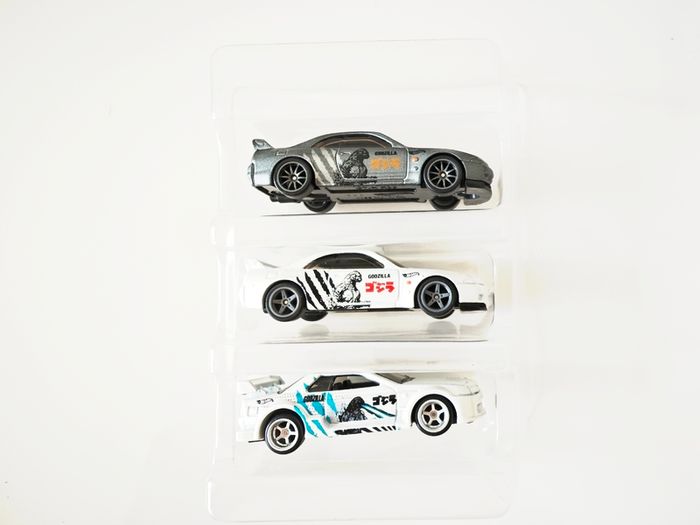 Hot Wheels Custom 3 pack, Nissan, Godzilla theme.