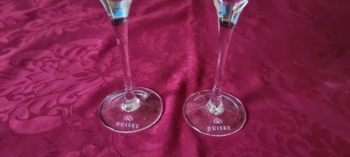 New In Box And Never Used Pair Of Duiske Glass 25th Anniversary Silver Band Flutes
