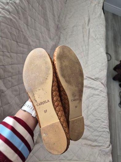 Carvela tan.leather weaved flats