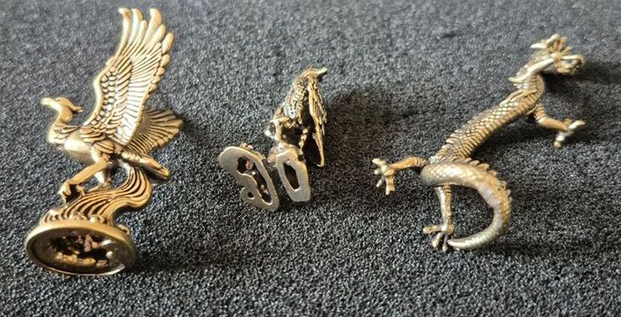 3 brass Animals,. Solid brass.